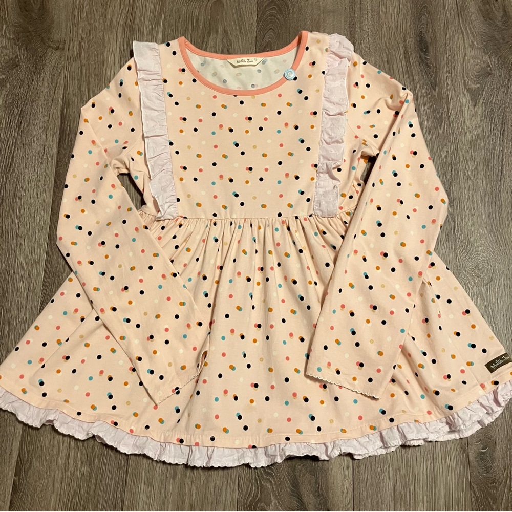 Matilda Jane Girls Polka Dot Eyelet Ruffle Long Sleeve Peplum Top Size 16